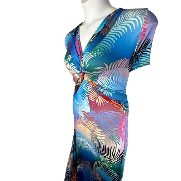 Soft Surroundings Anya Dress Ombre Palms Tropical Print Faux Wrap Plus Size 1X - Picture 2 of 10